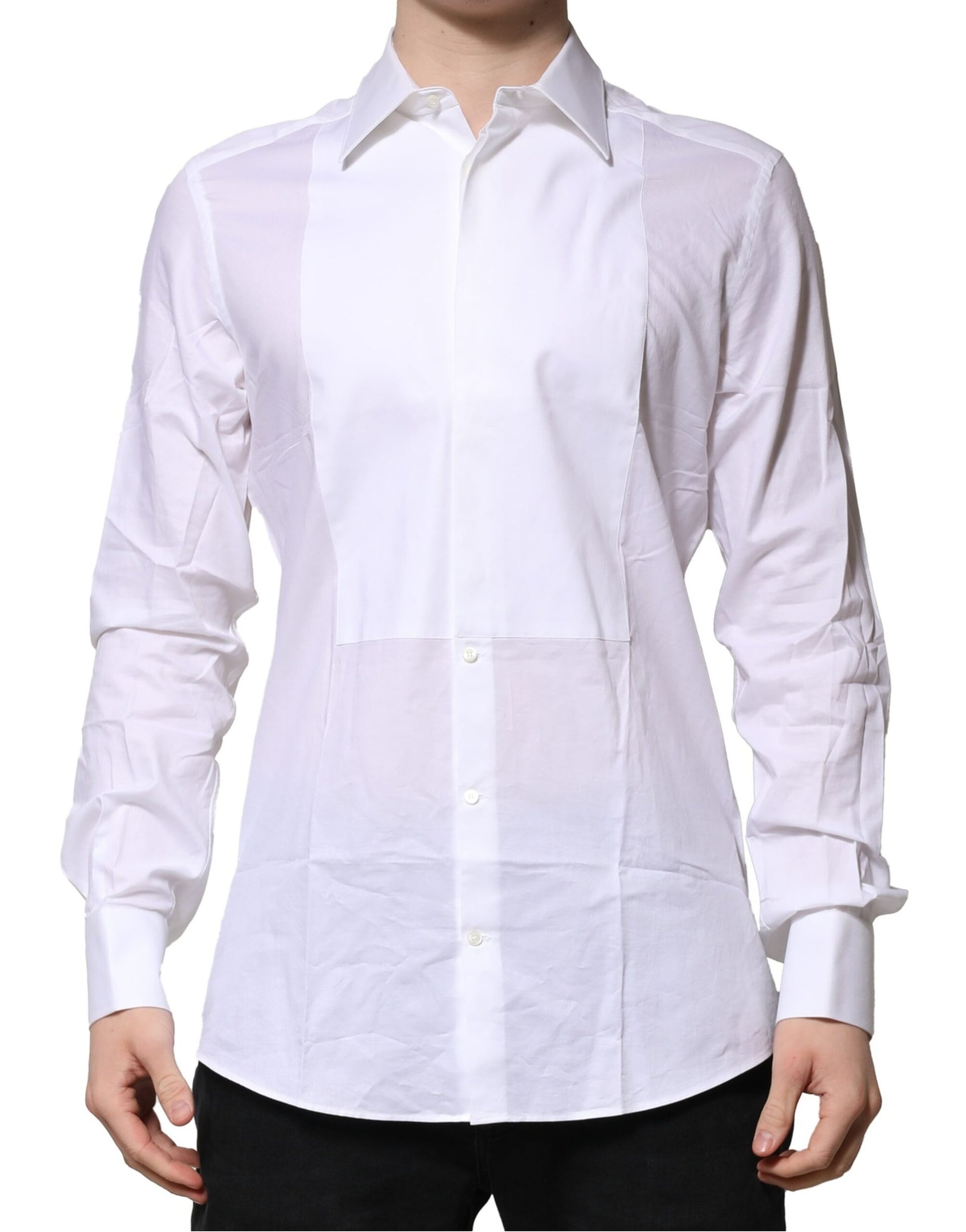 White Bib Cotton Poplin GOLD Men Formal Shirt