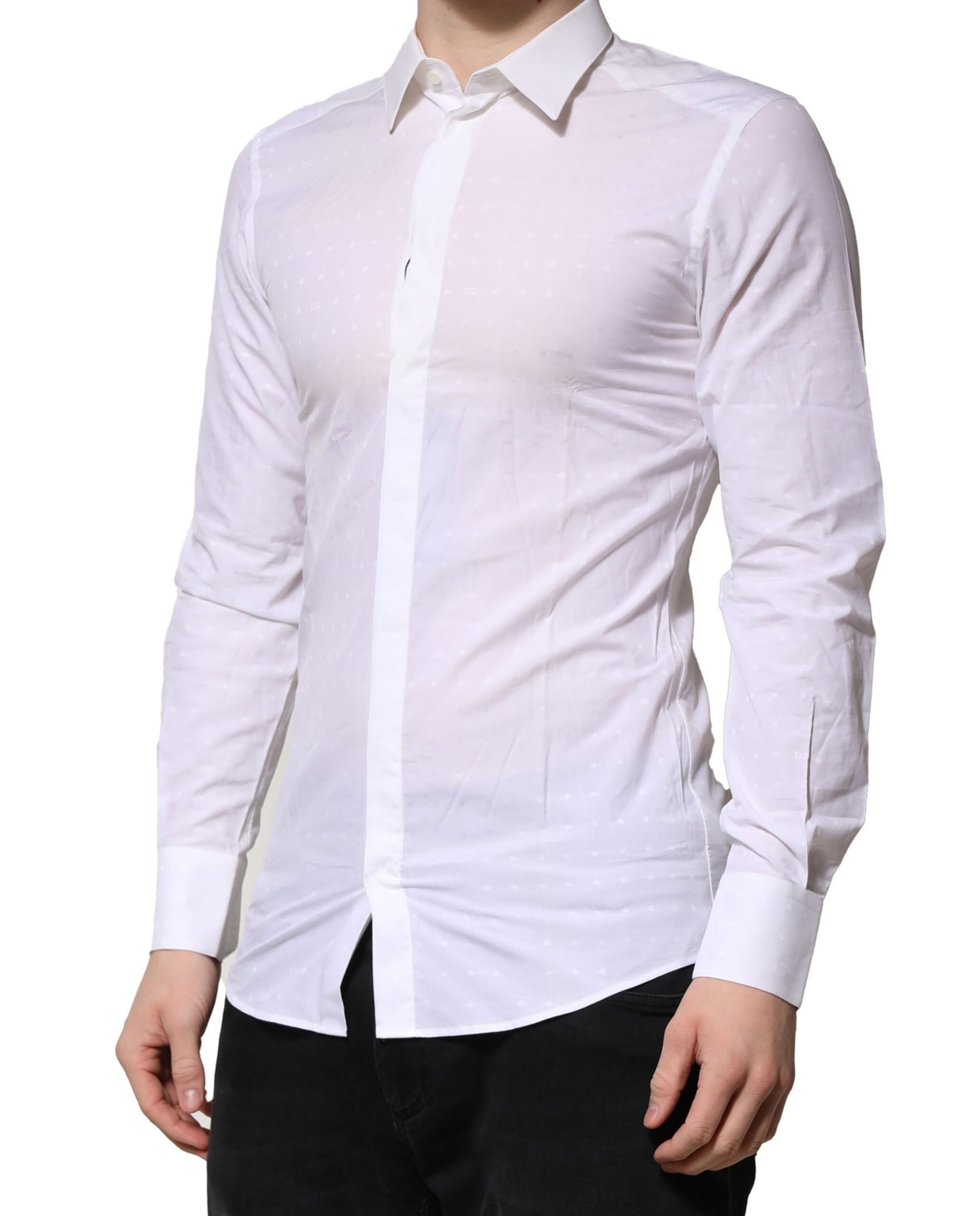 White GOLD Long Sleeves Dress Men Formal Shirt