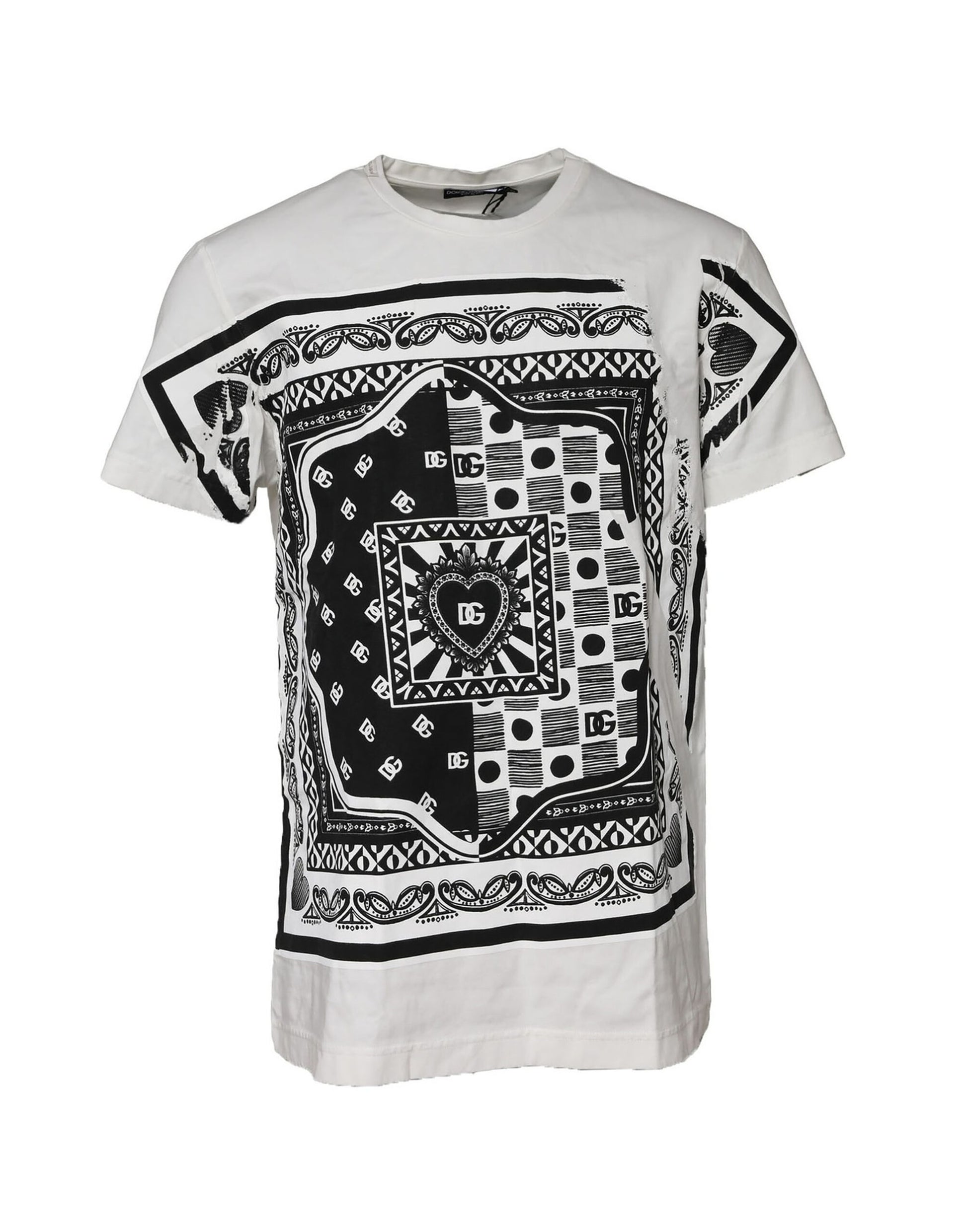 White Bandana Crew Neck Short Sleeves T-shirt