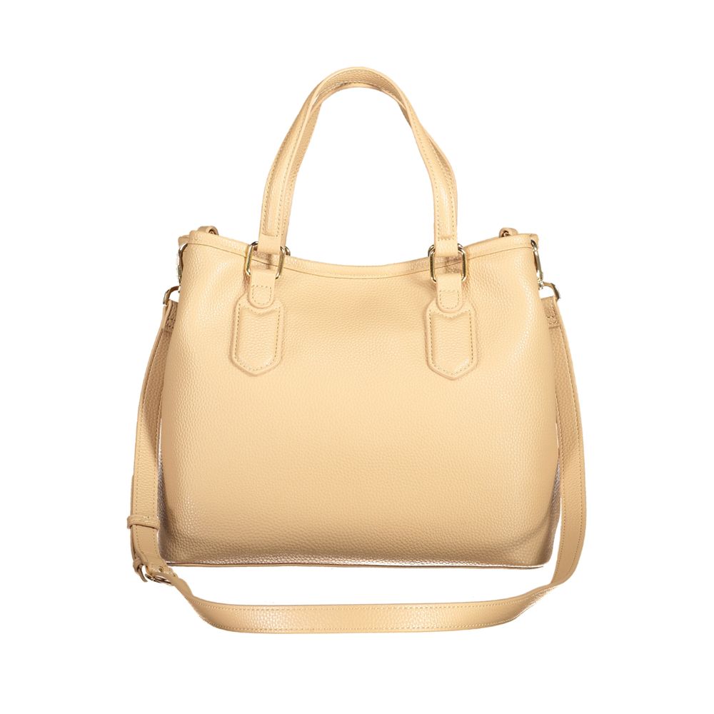 Beige Polyurethane Women Handbag