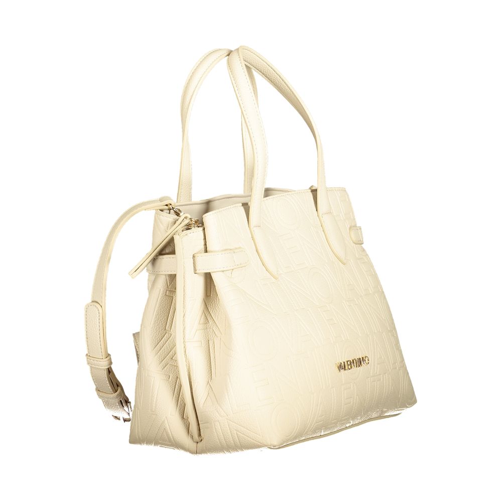 Beige Polyurethane Women Handbag