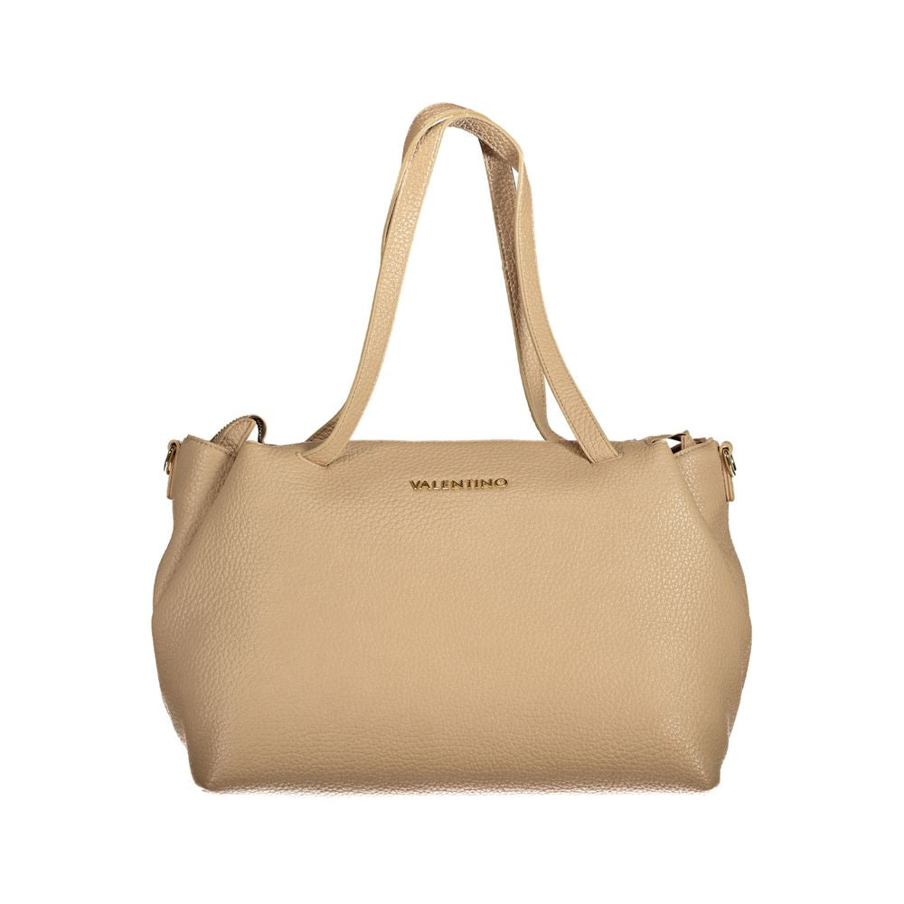 Beige Polyurethane Women Handbag