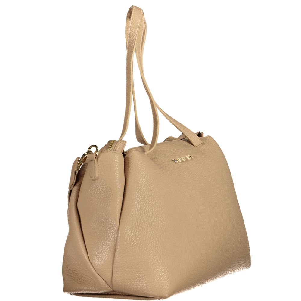 Beige Polyurethane Women Handbag