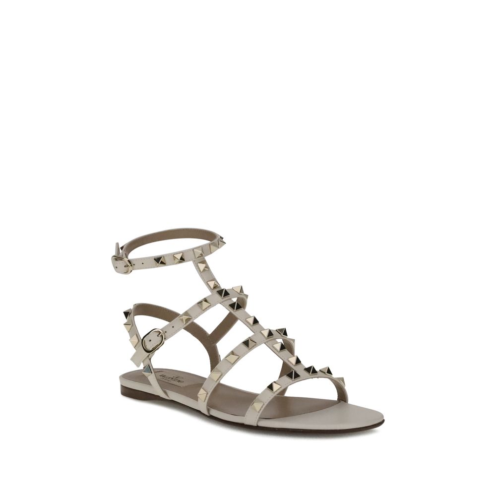 White Calf Leather Bos Taurus Sandals