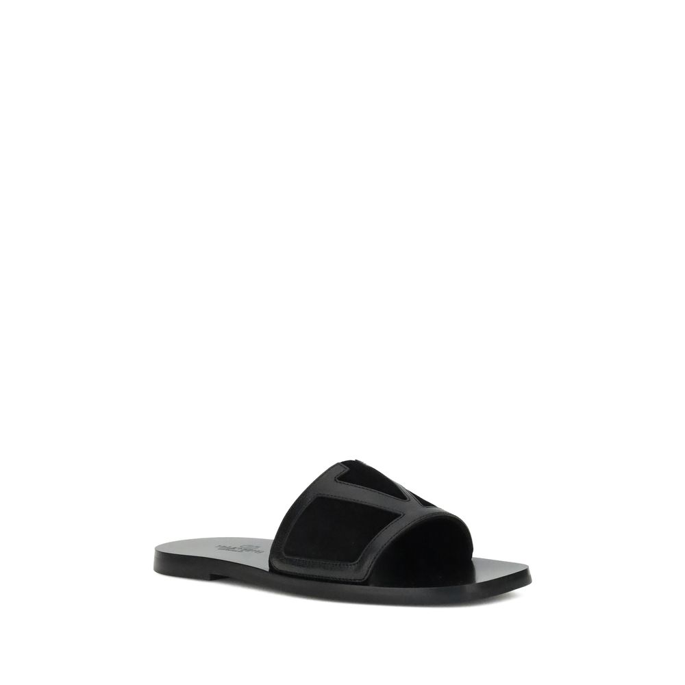 Black Calf Leather Bos Taurus Sandals