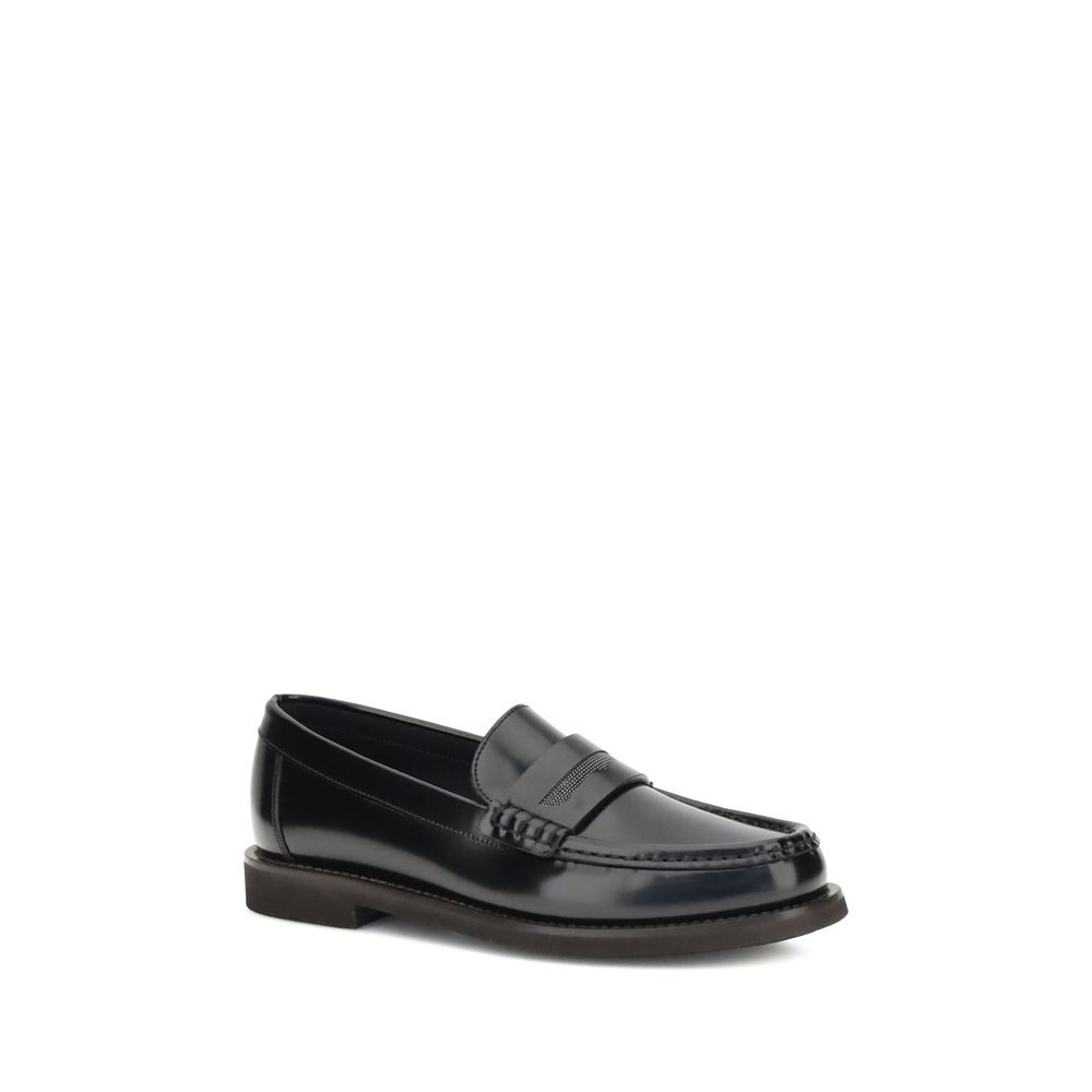 Black Calf Leather Bos Taurus Slip-On Loafers