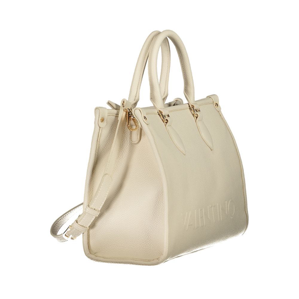 Beige Polyurethane Women Handbag