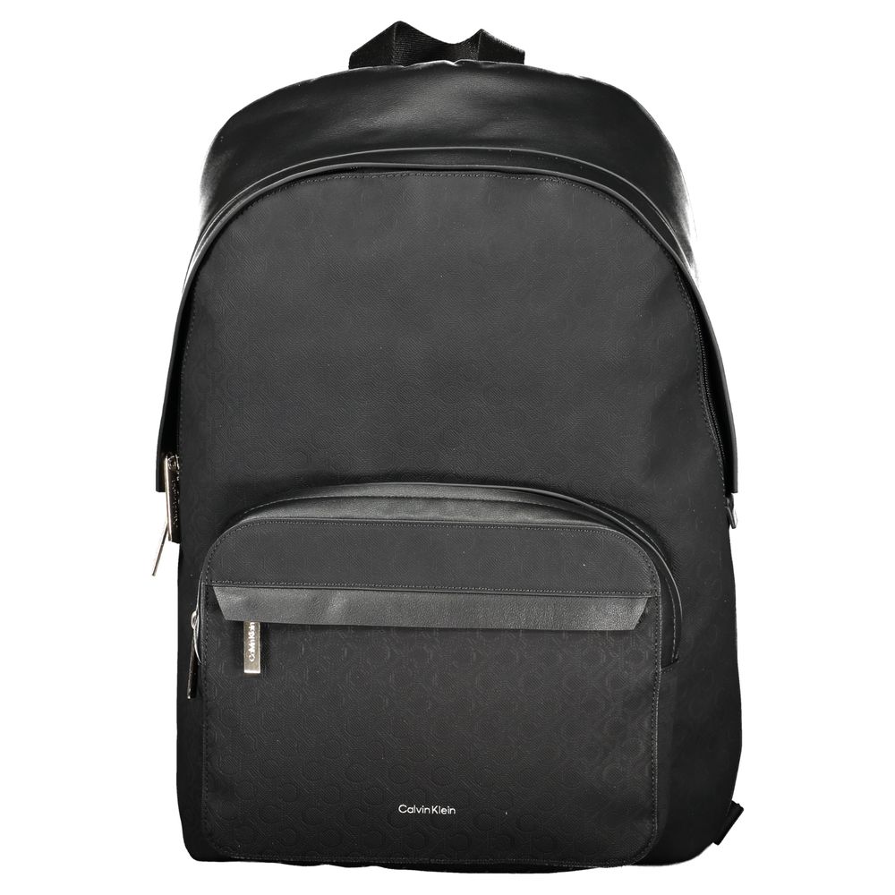 Black Polyester Men Backpack