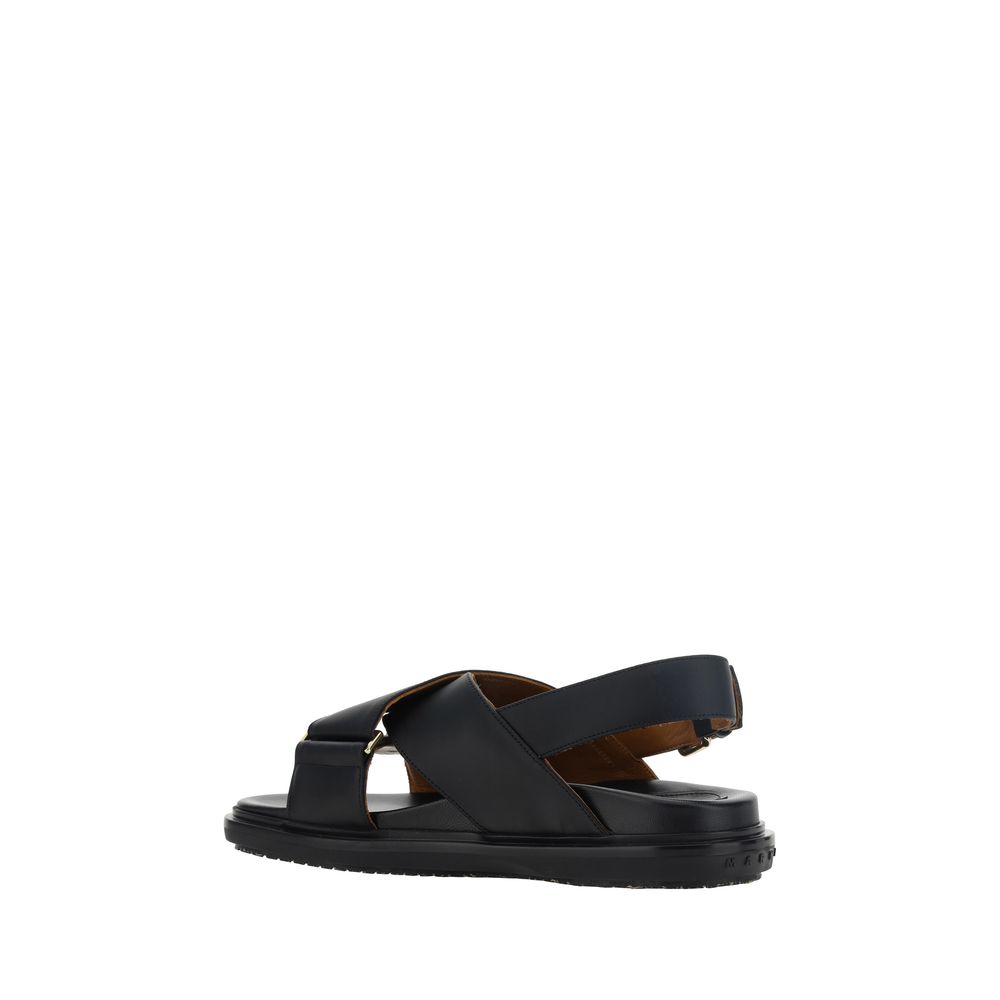 Black Calf Leather Bos Taurus Sandals
