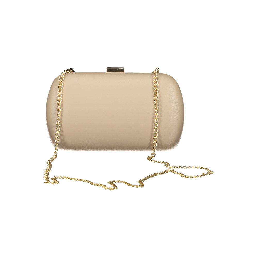 Beige Polyurethane Women Handbag