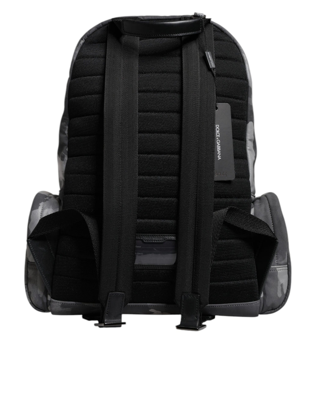 Gray Cotton Camouflage Logo Plaque Backpack Bag