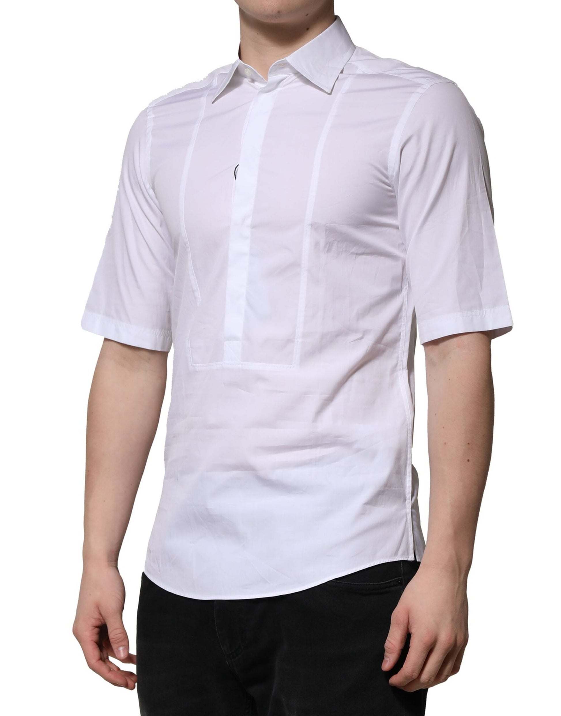 White Cotton Short Sleeves Men Formal Shirt