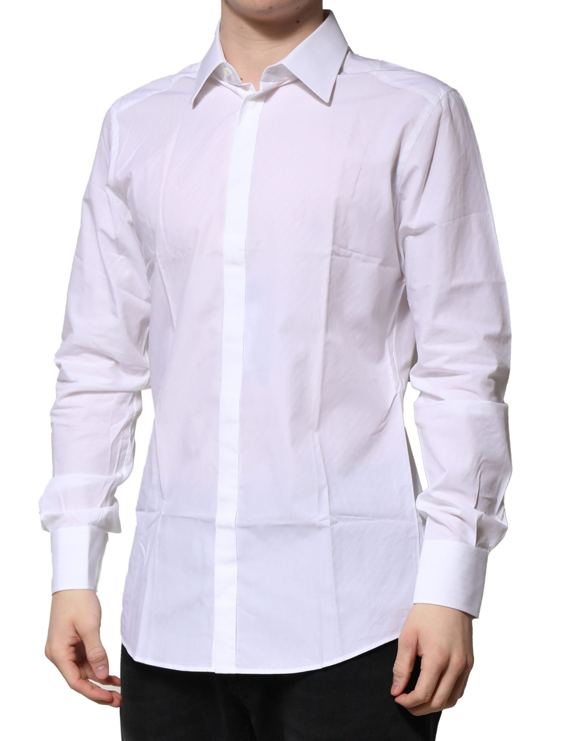 White Cotton GOLD Long Sleeves Formal Shirt