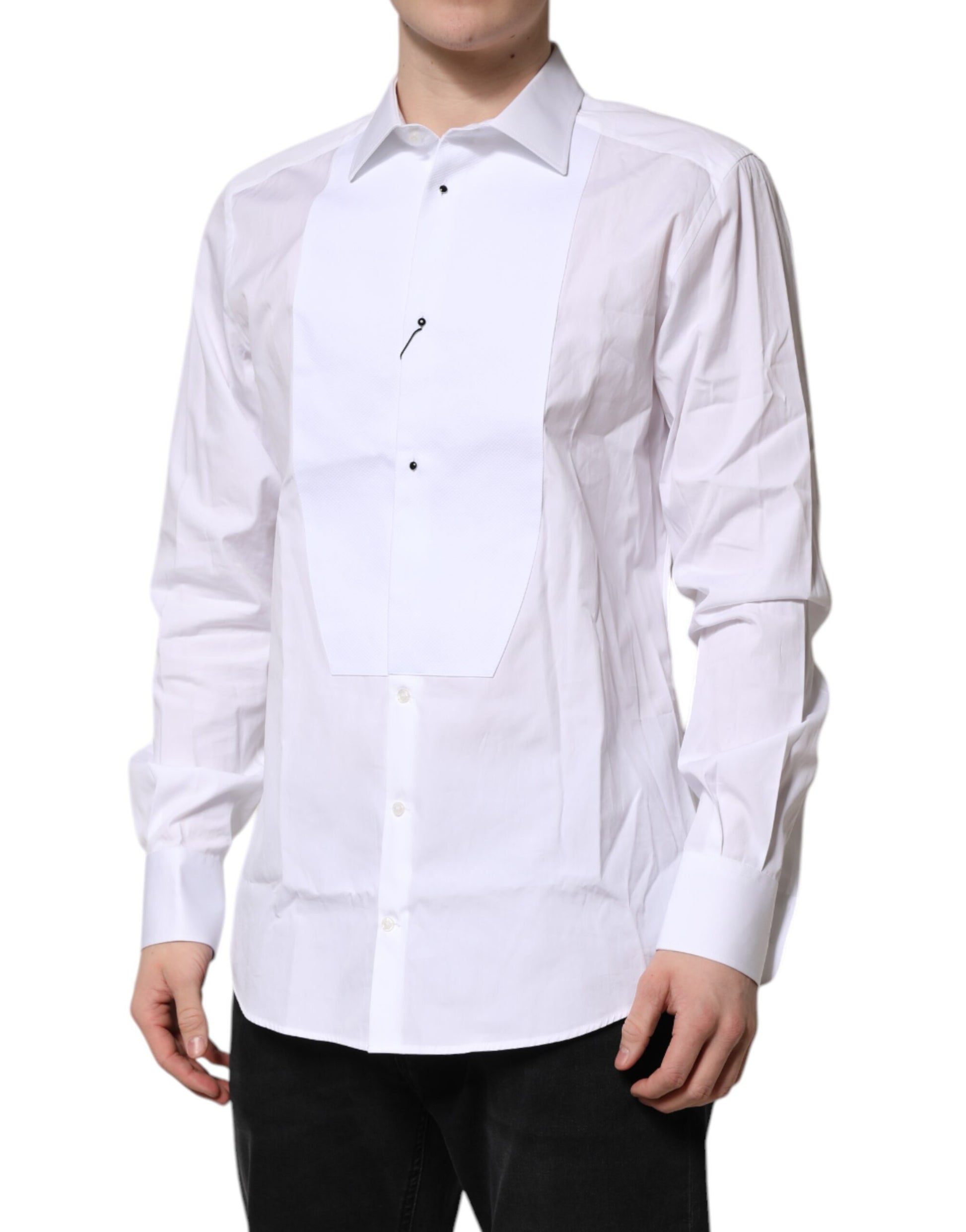 White Silk Bib Poplin GOLD Men Formal Shirt
