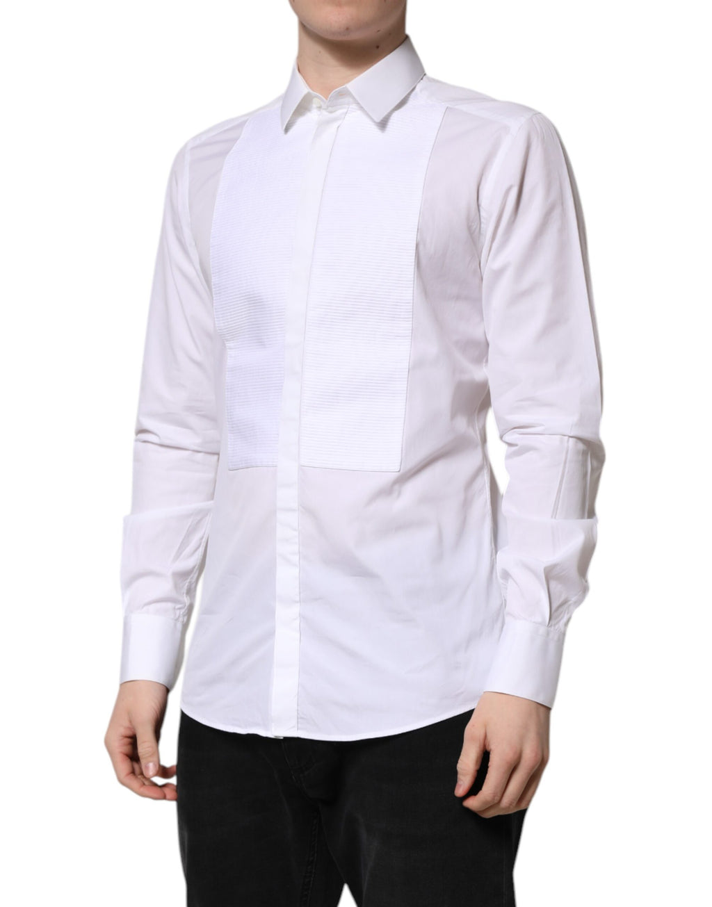 White GOLD Cotton Bib Dress Formal Shirt