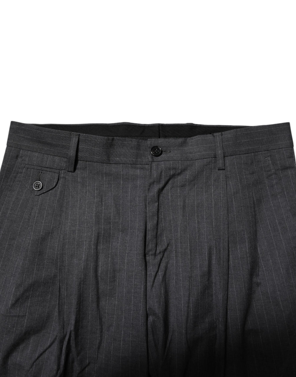 Gray Striped Cotton Formal Pants