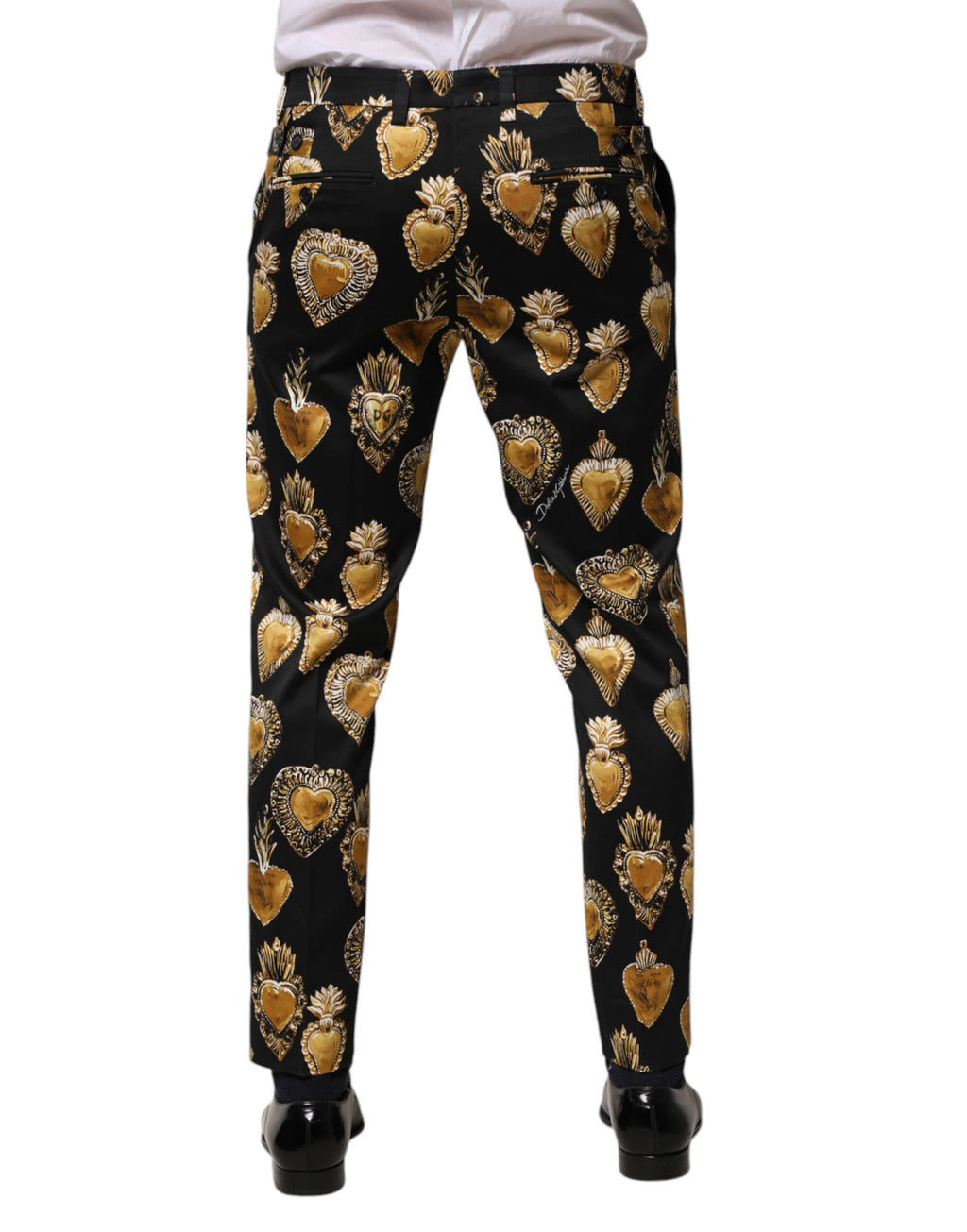 Black Gold Sacred Heart Print Pants