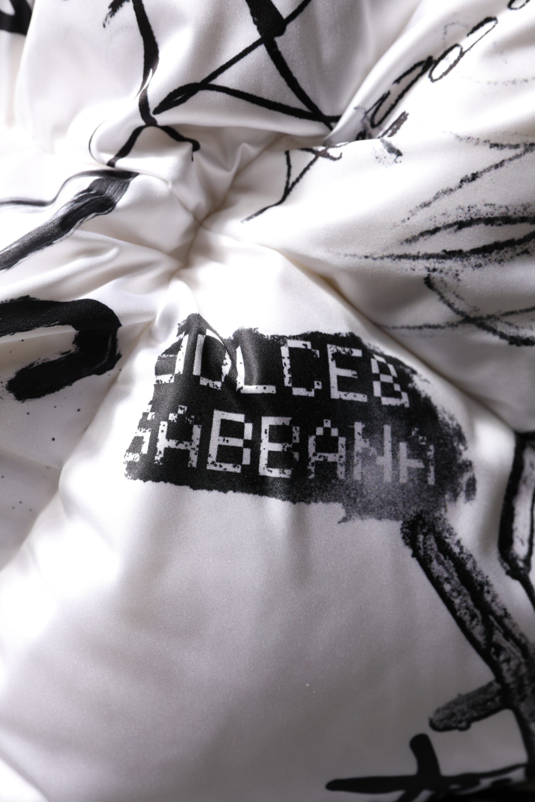 White Polyester Printed Hood Quilted Hat