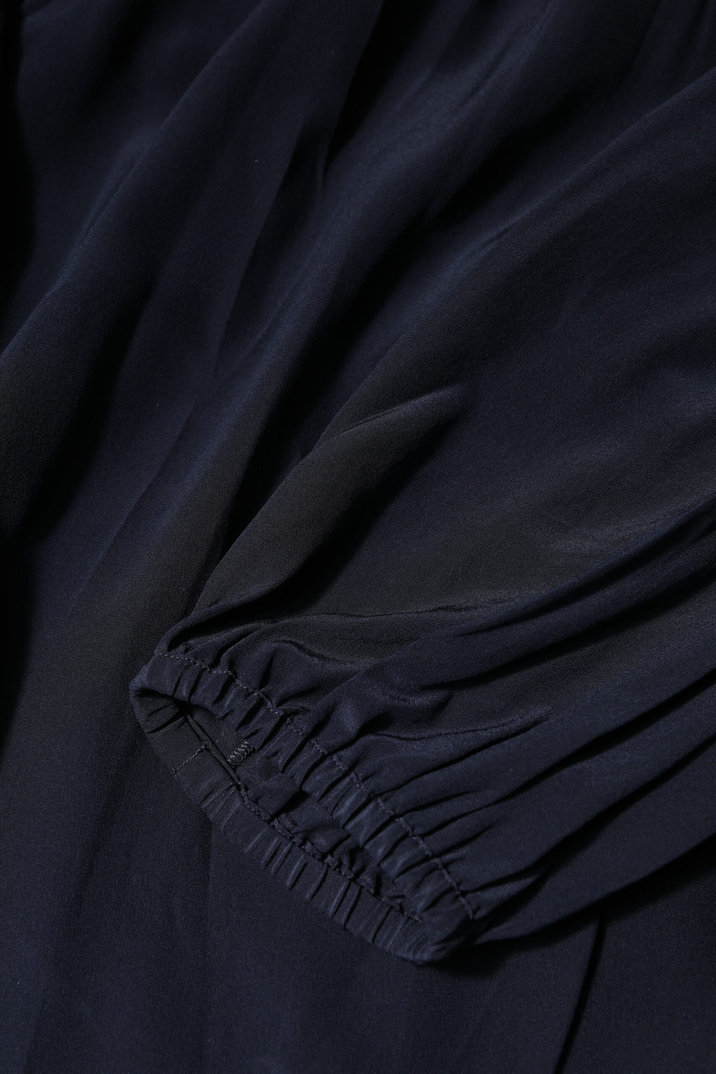 Blue Silk Mock Neck Long Sleeves Blouse Top