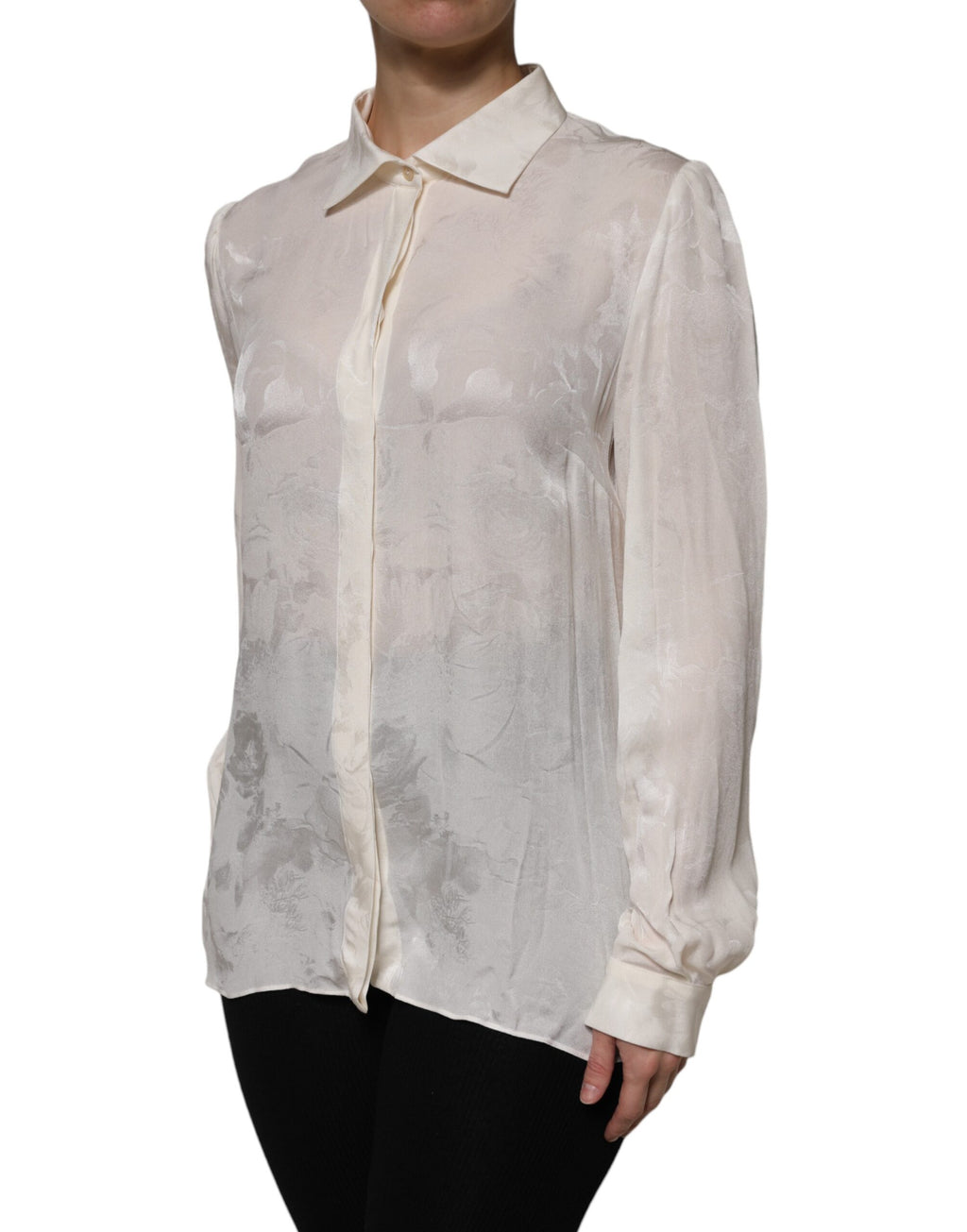 White Button Down Long Sleeves Blouse Top