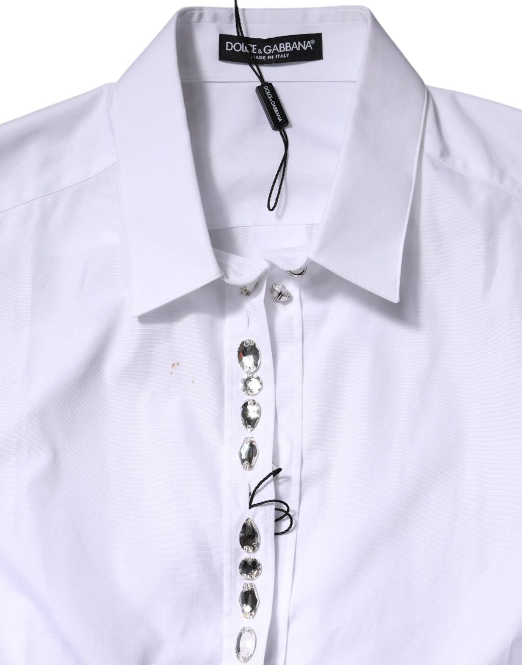 White Rhinestone Embellish Long Sleeves Top