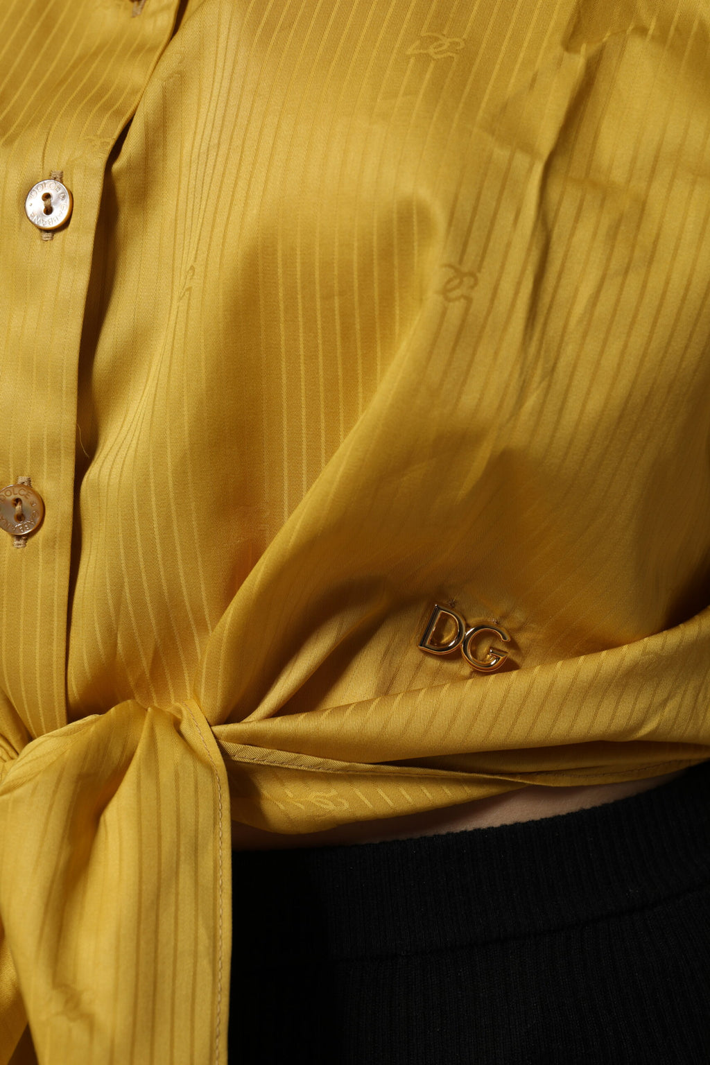 Mustard Collared Short Sleeves Blouse Top