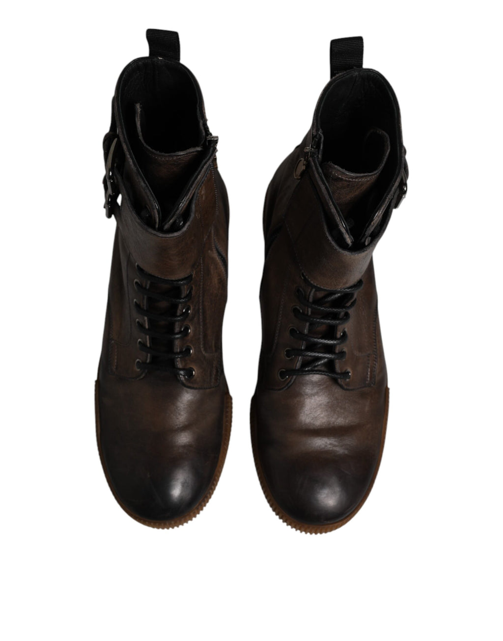 Brown Horse Leather Mid Calf Boots Shoes