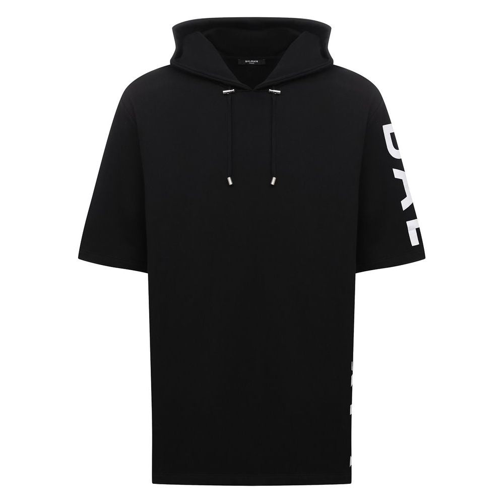 Black Cotton Men Sweatshirt