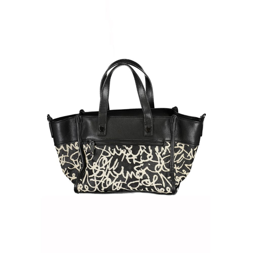 Black Polyester Women Handbag