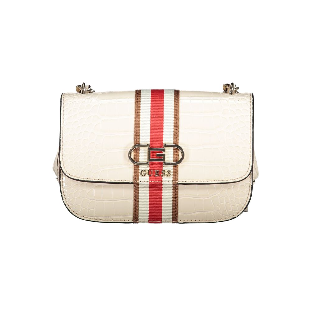 Beige Polyurethane Women Handbag