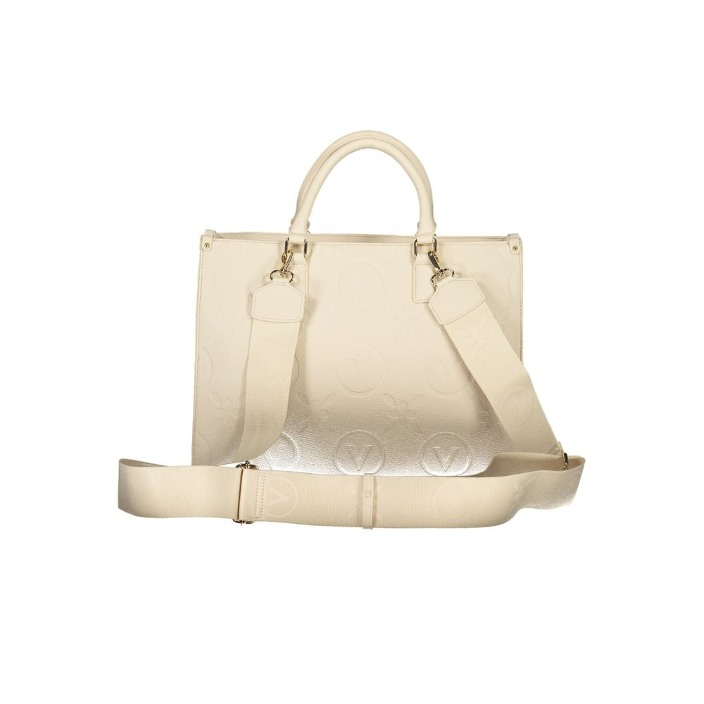 Beige Polyurethane Women's Bag with Handles