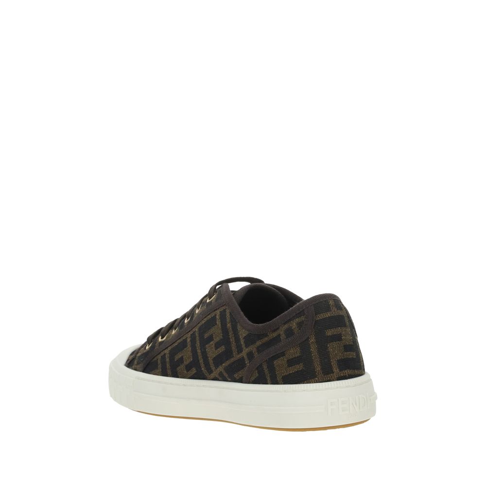 Brown Polyamide Low Top Sneakers
