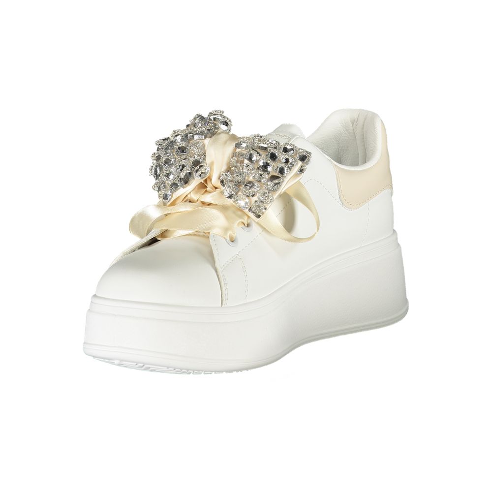 White Polyester Women Sneaker