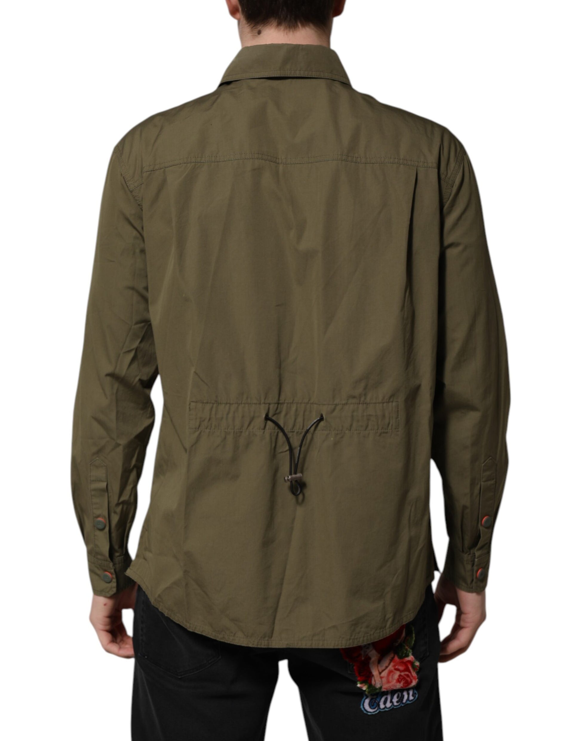 Army Green Button Down Long Sleeves Shirt