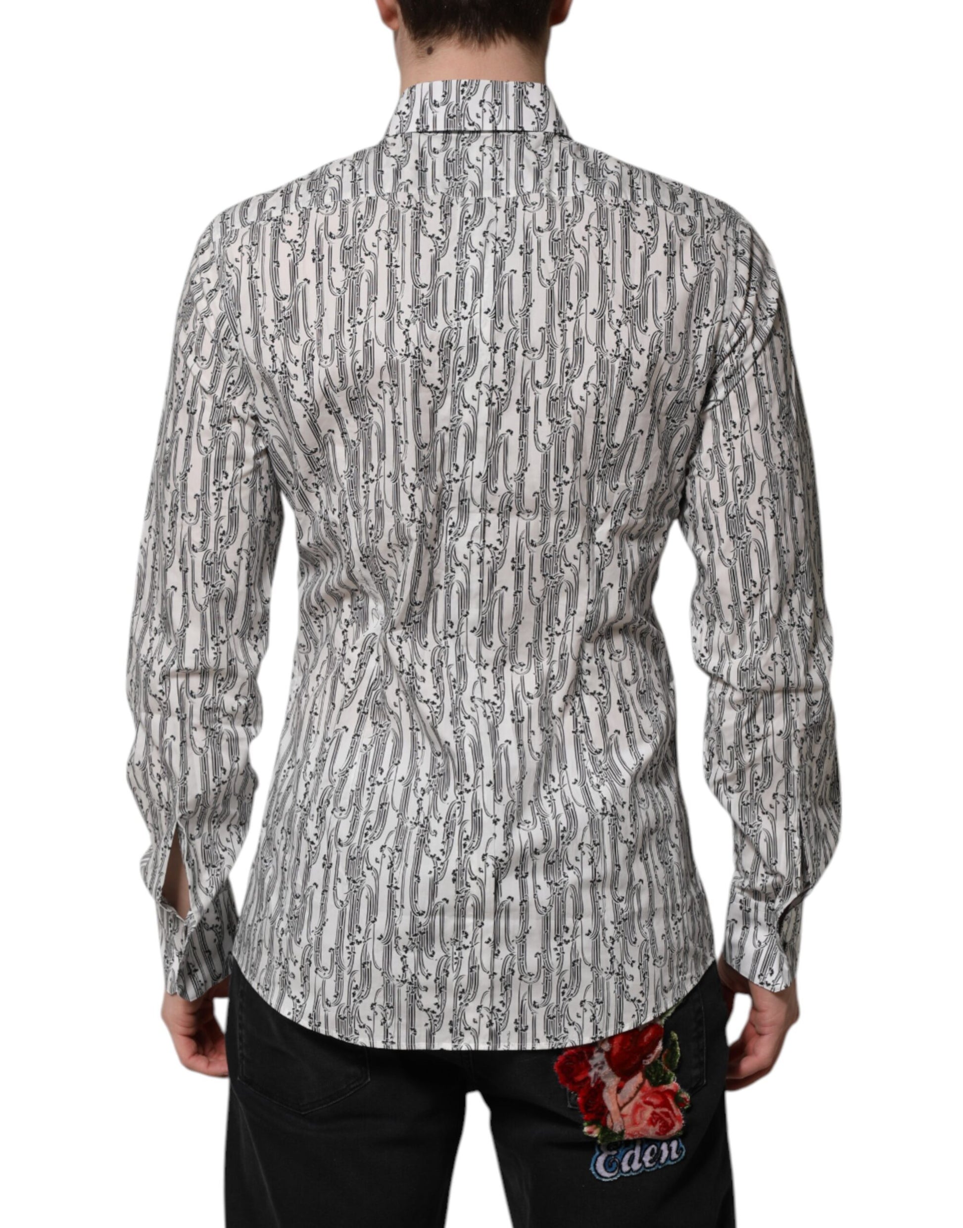 White Floral Print Casual Long Sleeves Shirt