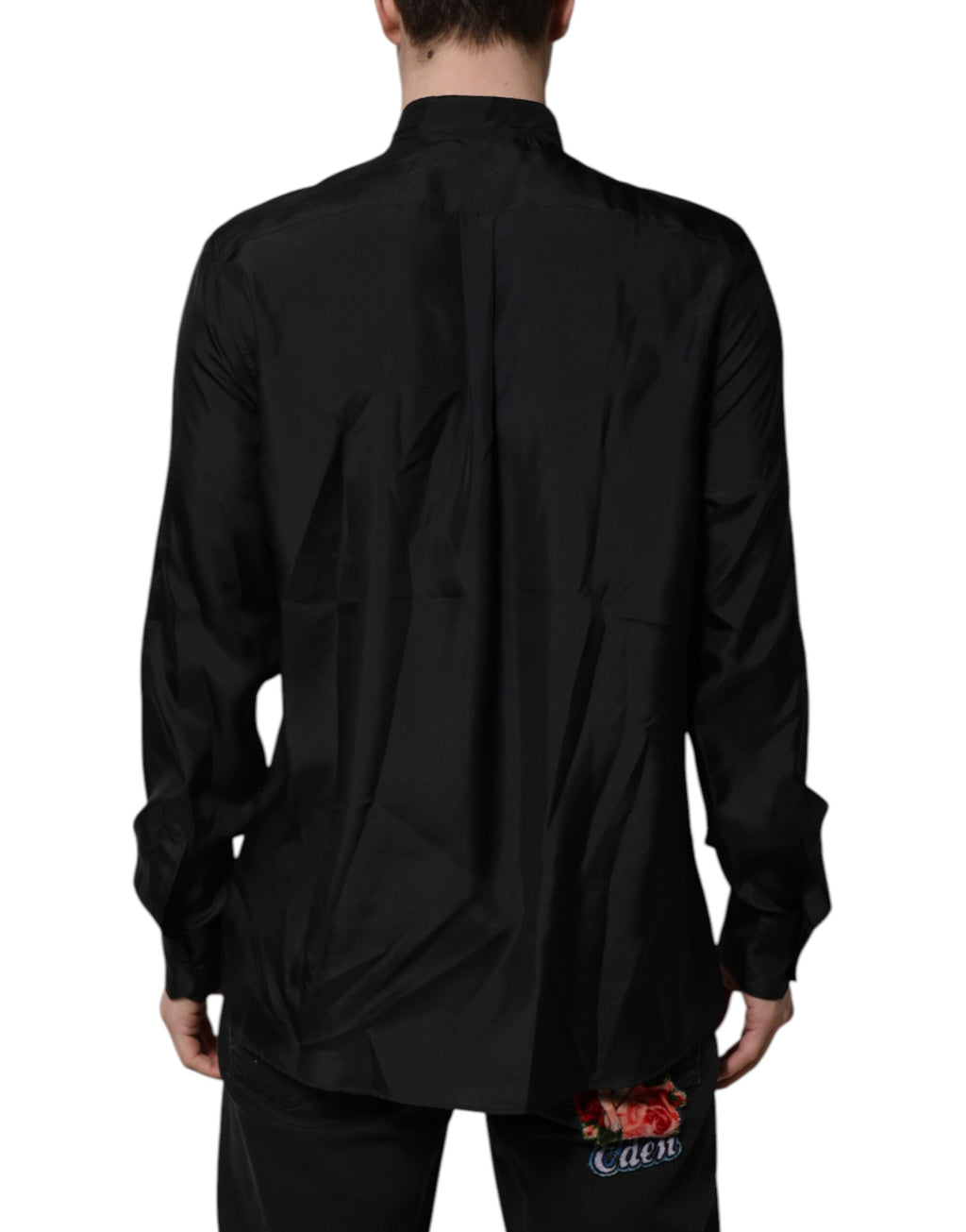 Dark Blue Silk MARTINI Men Formal Dress Shirt