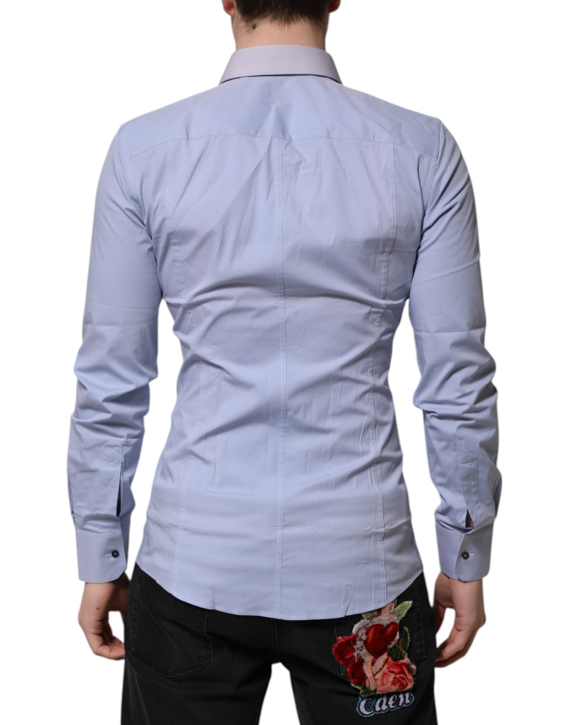Blue Cotton SICILIA Long Sleeves Dress Shirt