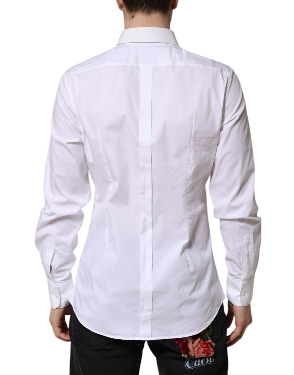 White Cotton GOLD Long Sleeves Dress Shirt