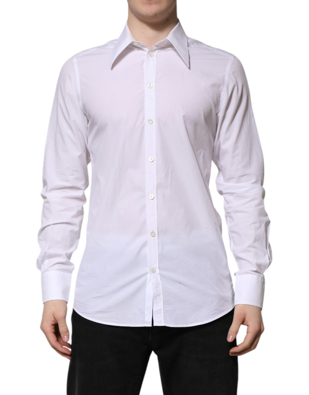 White Cotton Long Sleeves Dress Shirt