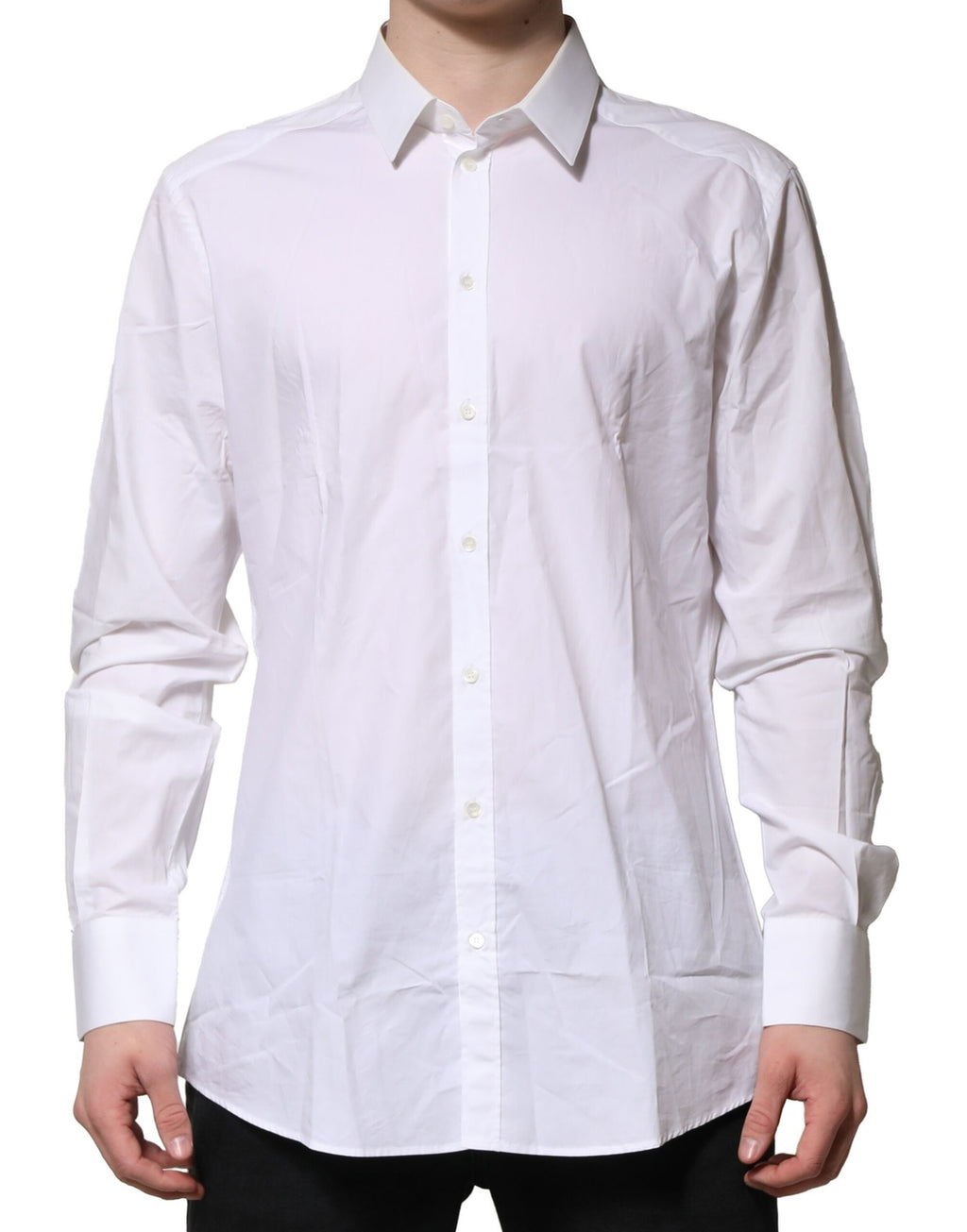 White Cotton GOLD Long Sleeves Dress Men Shirt