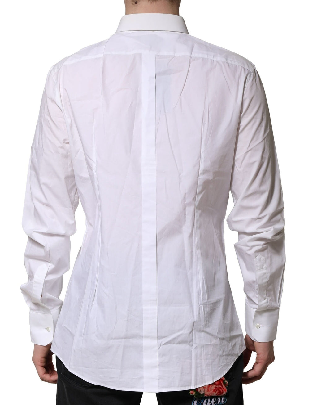 White Cotton GOLD Long Sleeves Dress Men Shirt