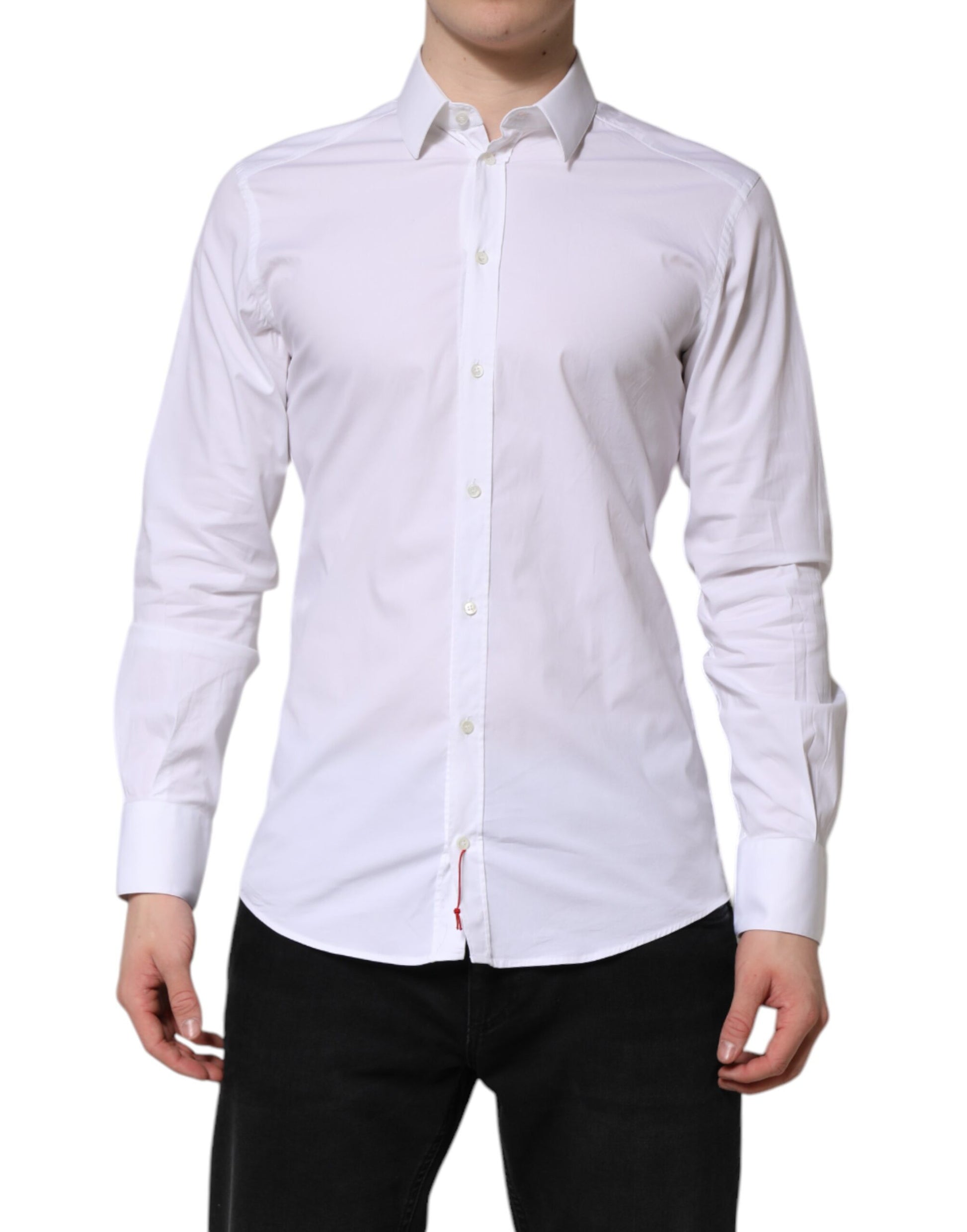 White Cotton GOLD Long Sleeves Dress Shirt