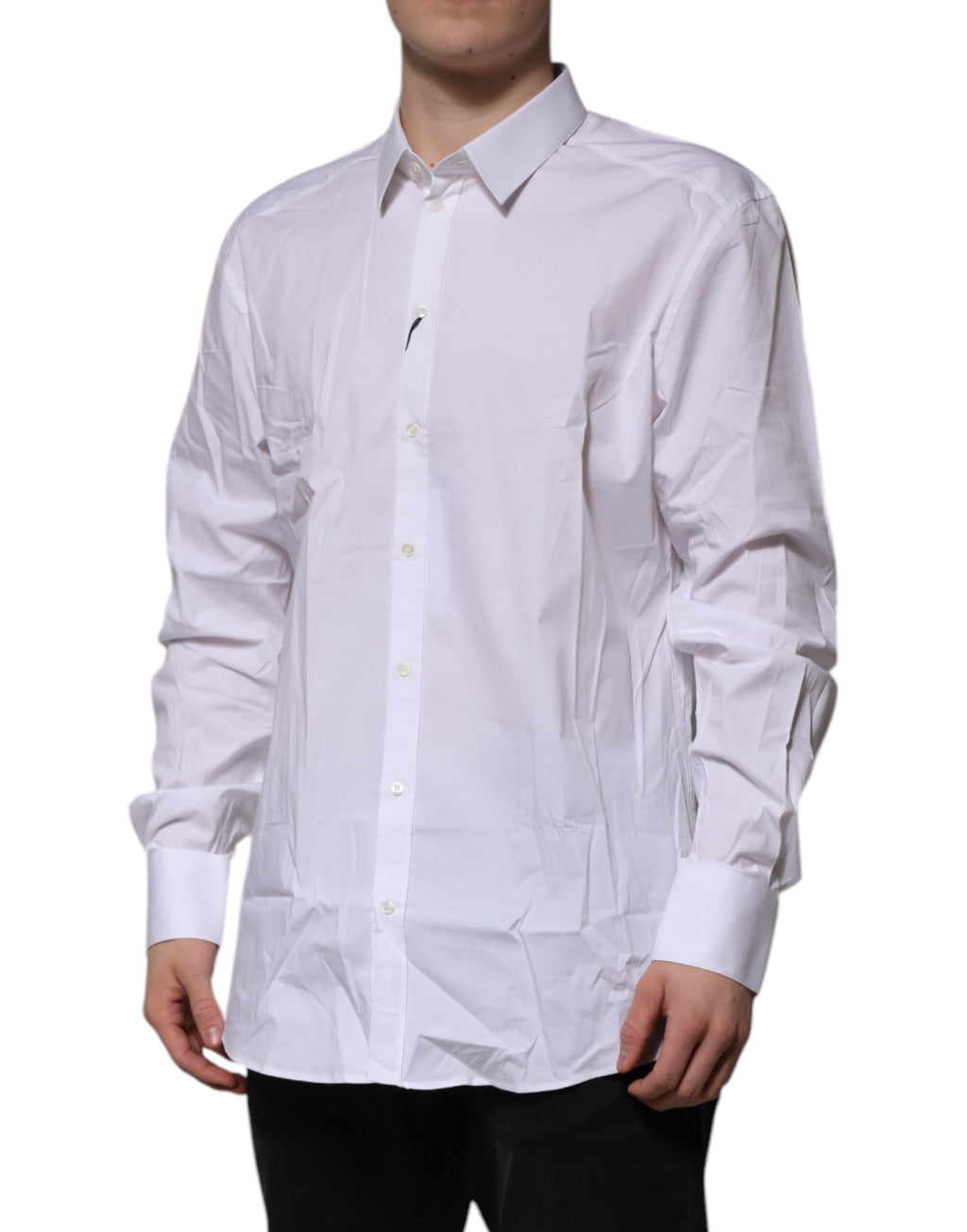 White Cotton GOLD Long Sleeves Dress Shirt