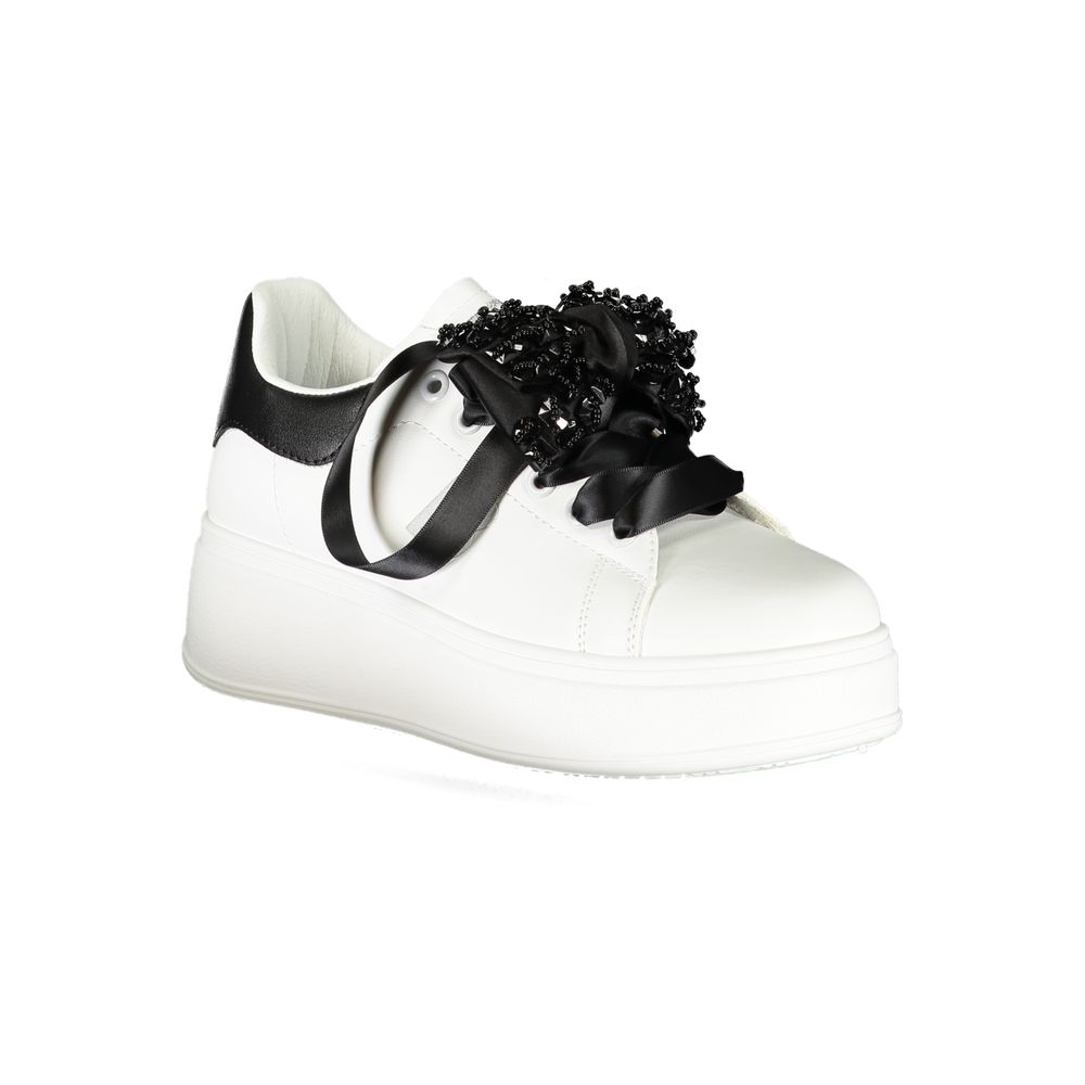 White Polyester Women Sneaker
