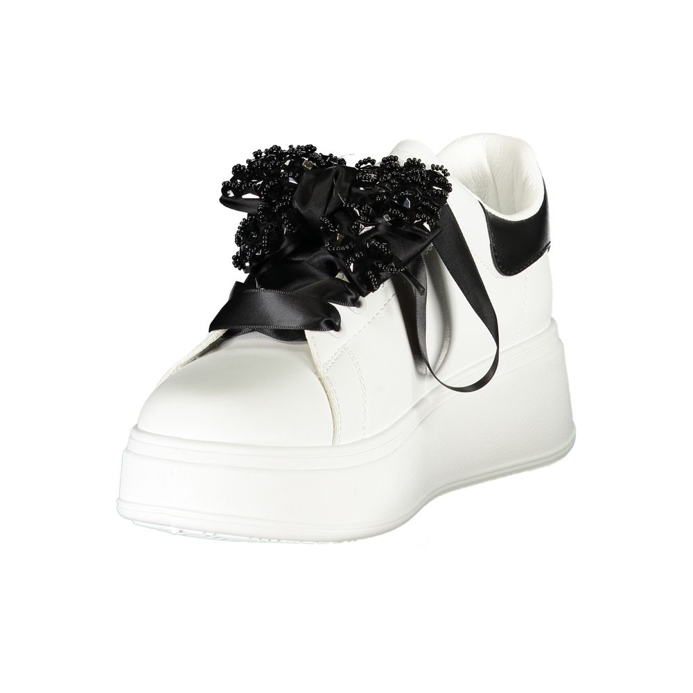 White Polyester Women Sneaker