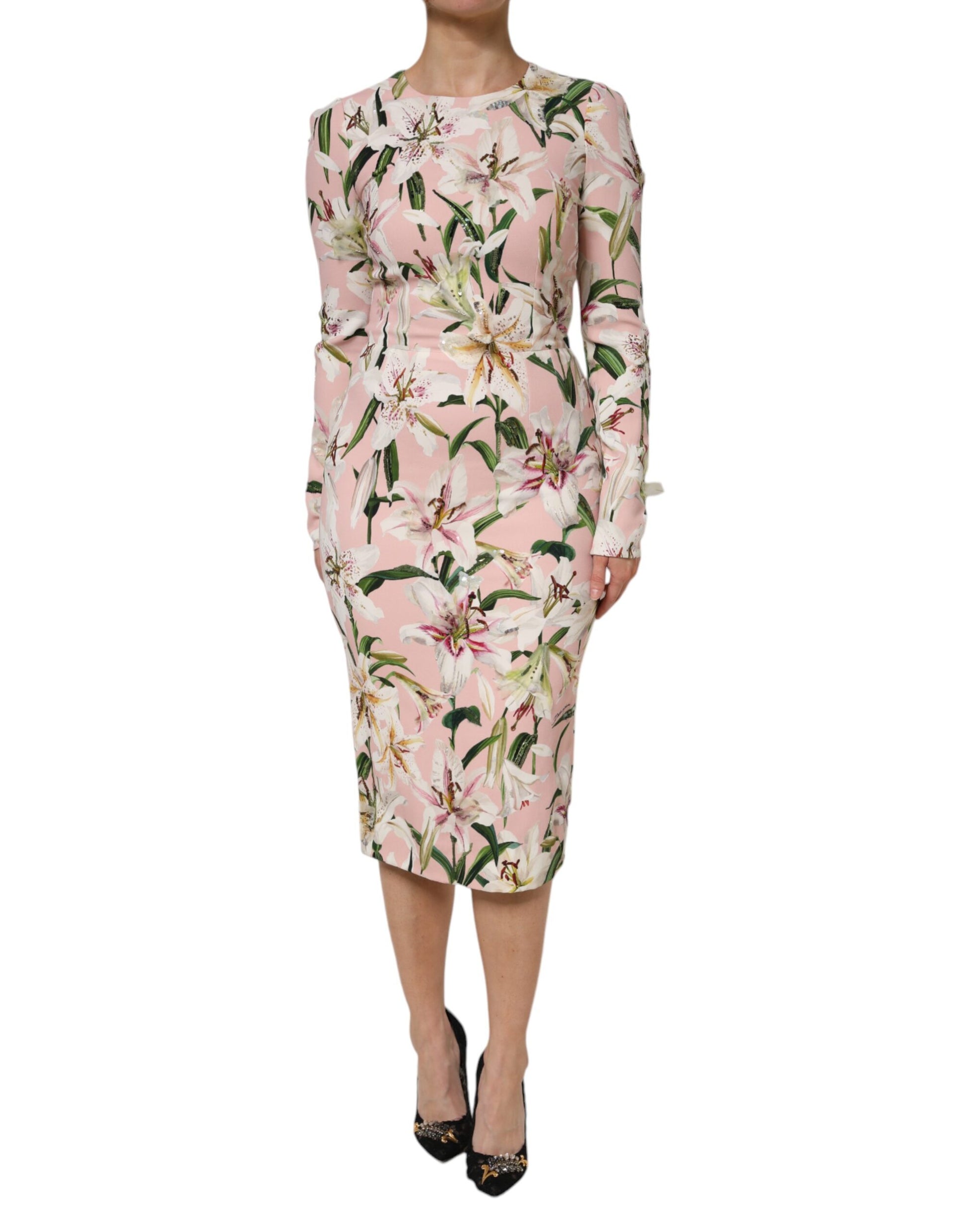 Pink Lily Viscose Sheath Stretch Midi Dress