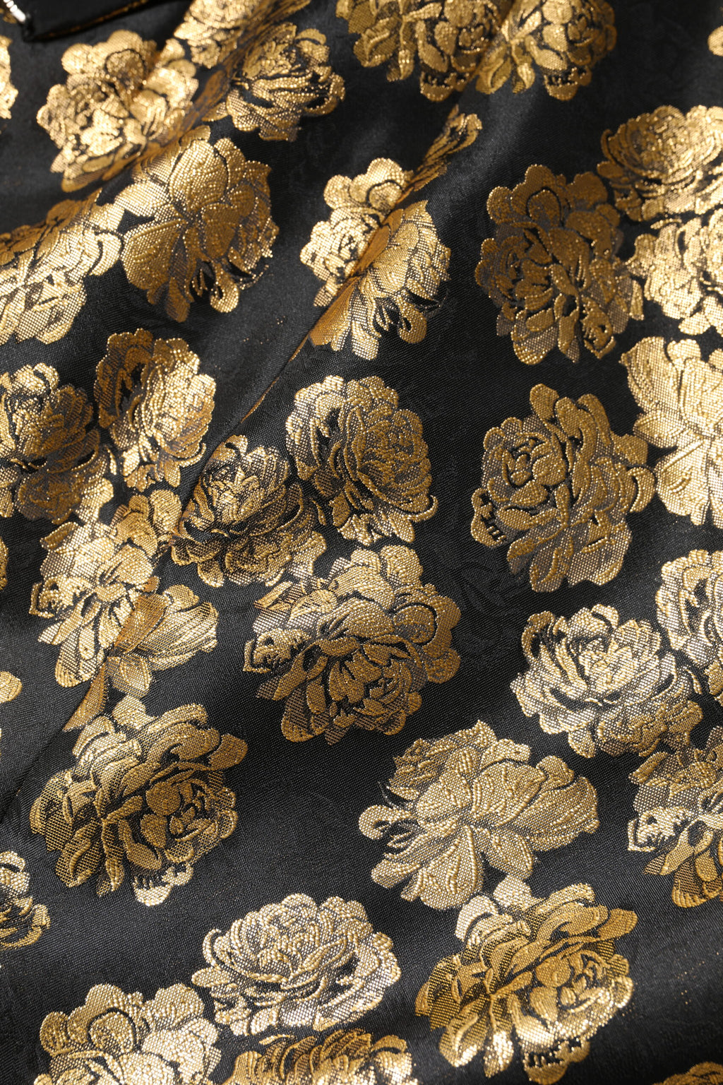 Black Gold Floral Print Jacquard Mini Skirt
