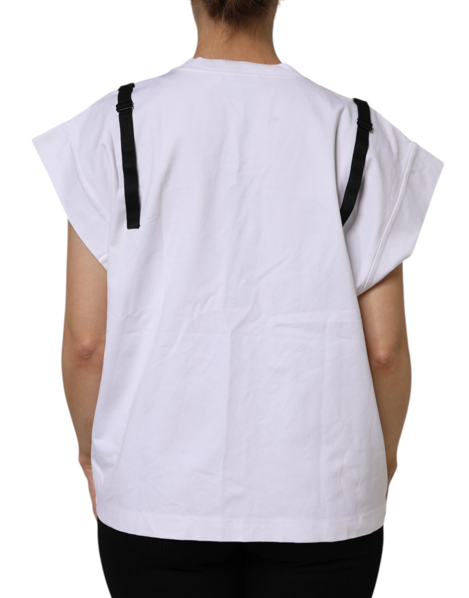 White Lace Cotton V-Neck Short Sleeves Top