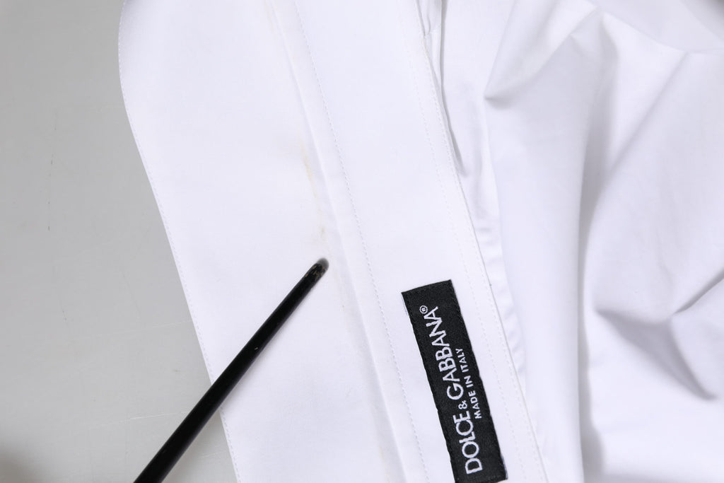 White Cotton Collared Shirt Long Sleeve Top