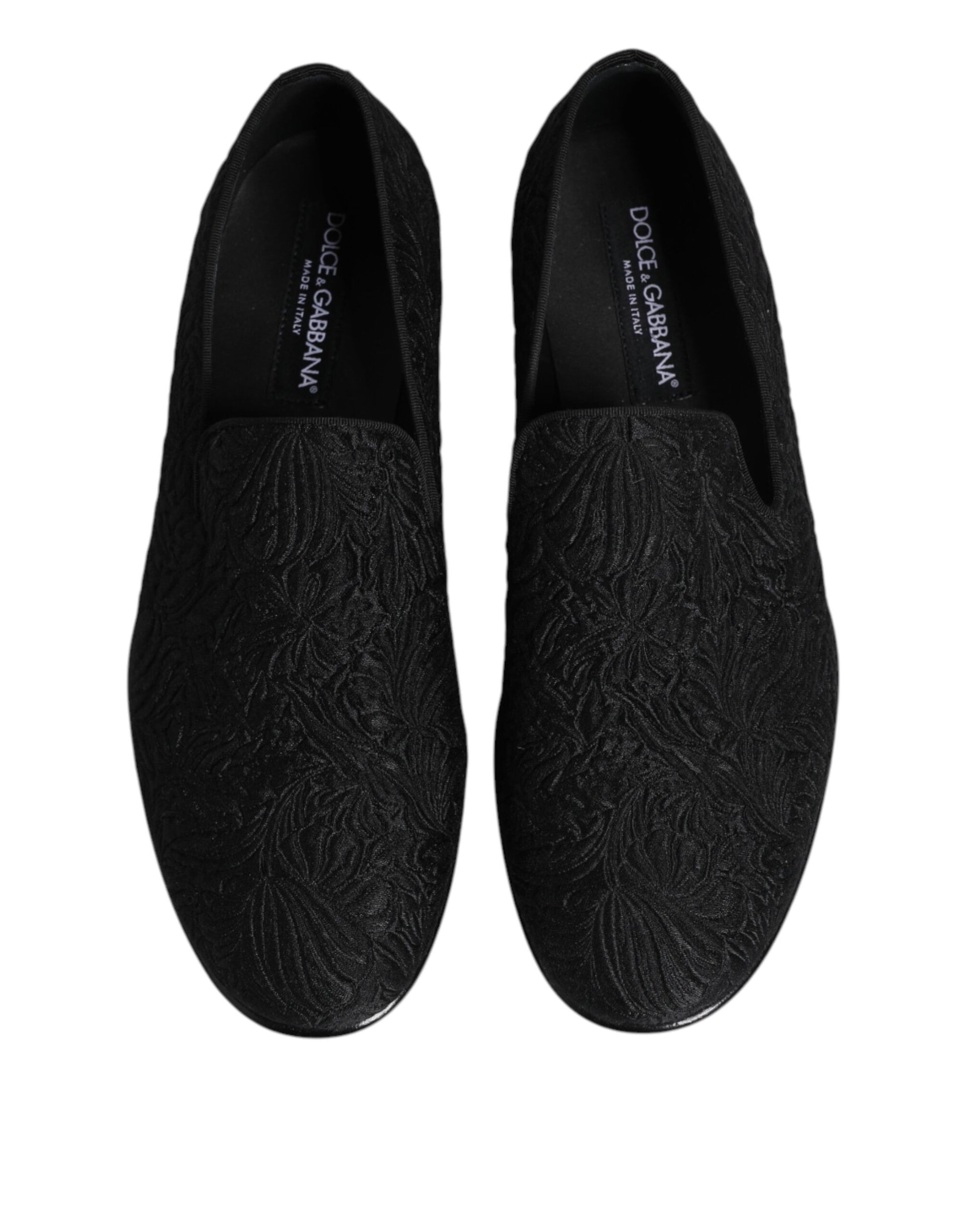 Black Jacquard Slip On Loafers Formal Shoes